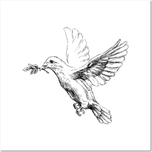 White Dove Illustration Posters and Art